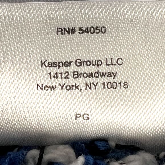 Kasper Sz L Open Cardigan Sweater Cabana Blue White Black Seed Stitch Fringe - Picture 9 of 12